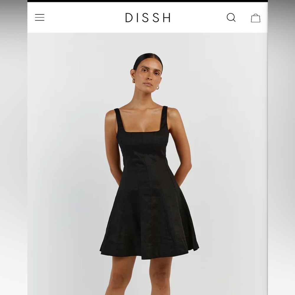NWT DISSH Milahn Black Linen Mini Dress - US 8